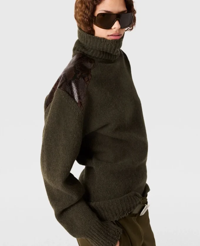 Maglione a collo alto con pannello serpente Maglione a collo alto con pannello serpente