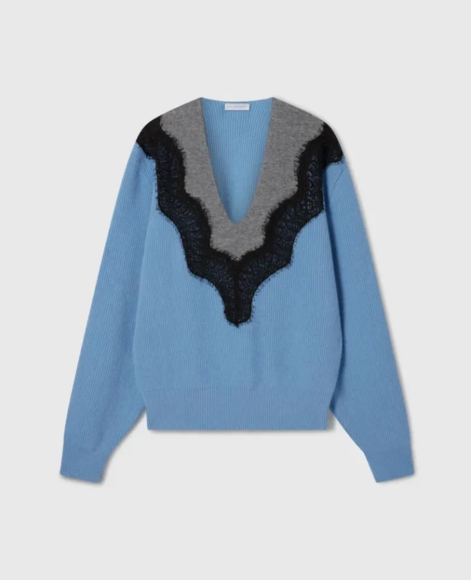 Maglione a maniche lunghe con inserti in pizzo Maglione a maniche lunghe con inserti in pizzo