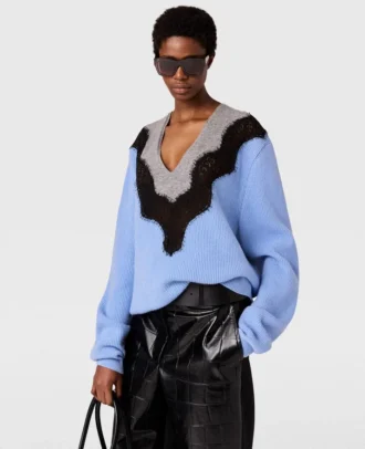 Maglione a maniche lunghe con inserti in pizzo