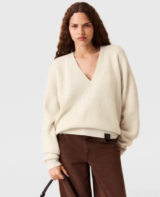 Maglione a maniche lunghe con scollo a V