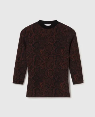 Maglione a maniche lunghe con stampa serpente