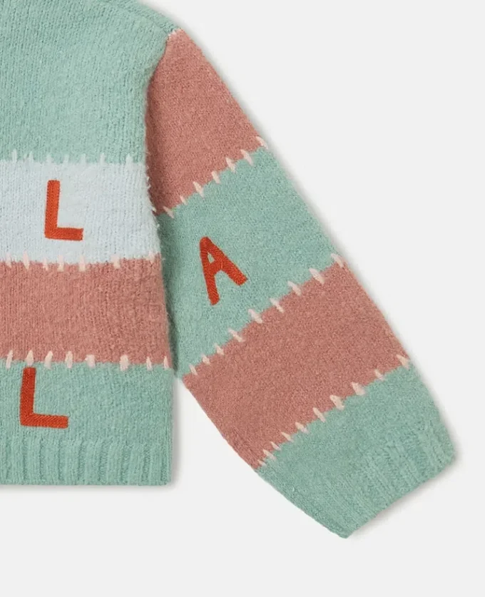 Maglione con maniche a palloncino e logo ricamato Maglione con maniche a palloncino e logo ricamato