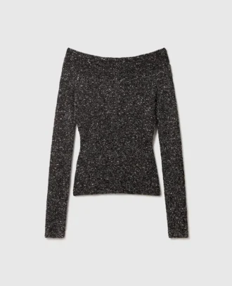 Maglione con spalle scoperte e paillettes