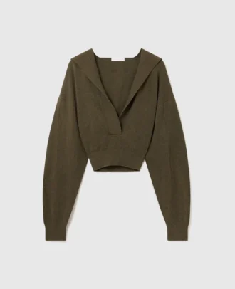 Maglione corto a maniche lunghe con cappuccio
