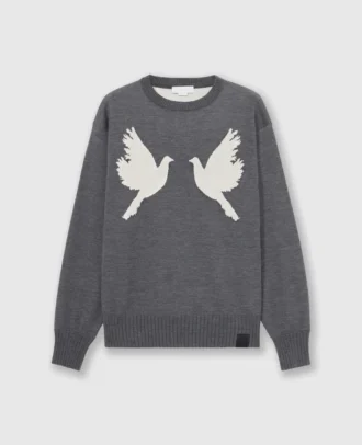 Maglione girocollo con applicazioni colomba