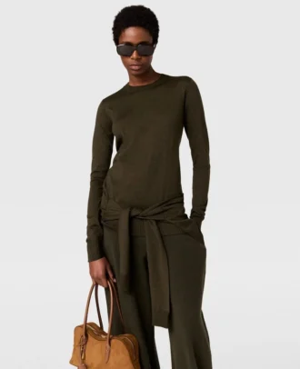Maglione girocollo con lacci sul davanti