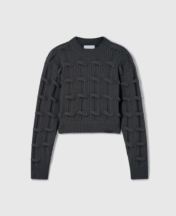 Maglione girocollo lavorato a trecce Falabella Maglione girocollo lavorato a trecce Falabella