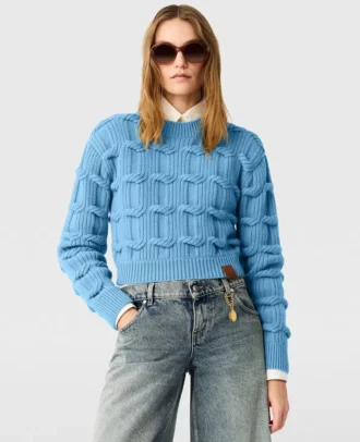 Maglione girocollo lavorato a trecce Falabella Maglione girocollo lavorato a trecce Falabella