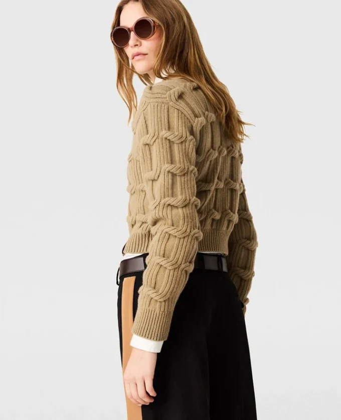 Maglione girocollo lavorato a trecce Falabella Maglione girocollo lavorato a trecce Falabella