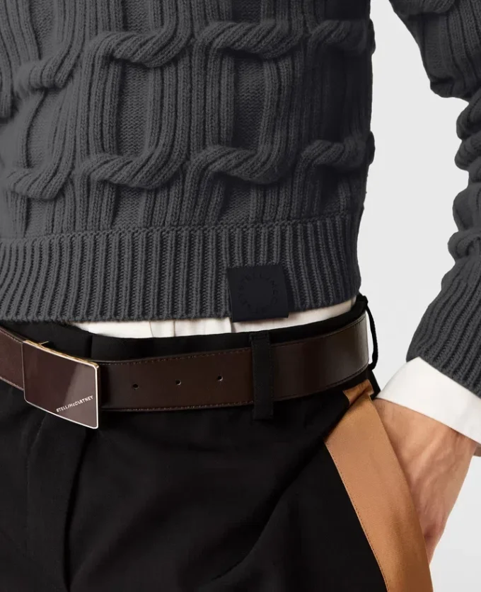 Maglione girocollo lavorato a trecce Falabella Maglione girocollo lavorato a trecce Falabella