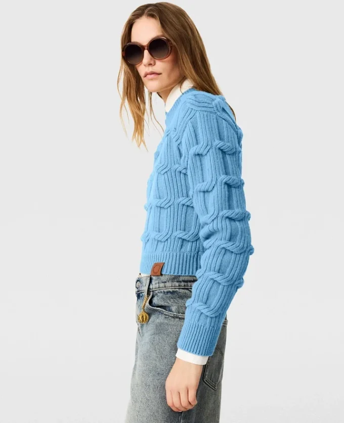 Maglione girocollo lavorato a trecce Falabella Maglione girocollo lavorato a trecce Falabella