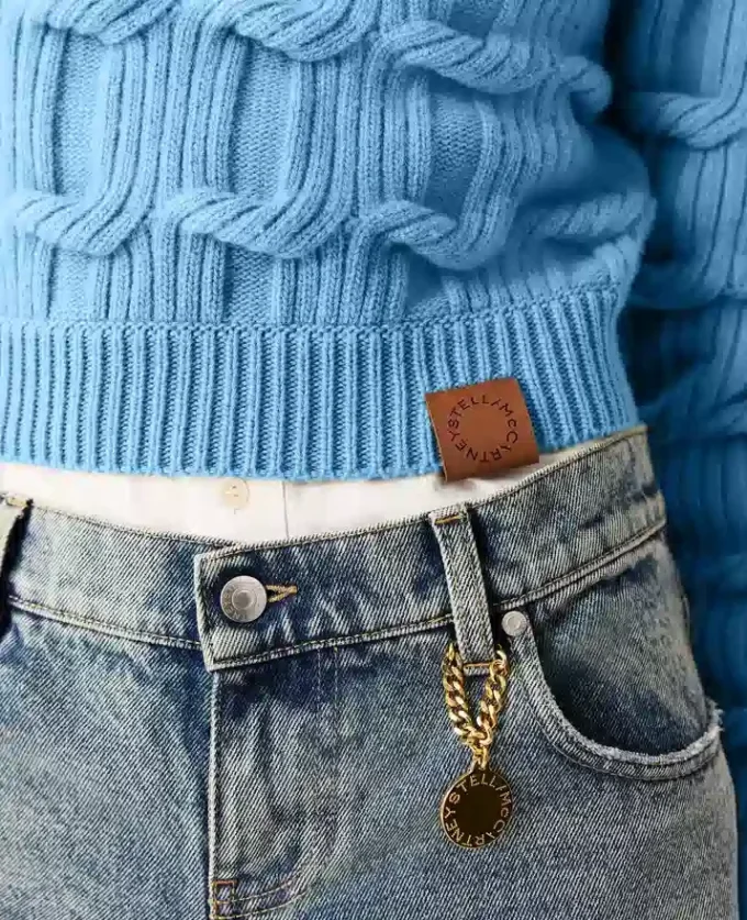 Maglione girocollo lavorato a trecce Falabella Maglione girocollo lavorato a trecce Falabella