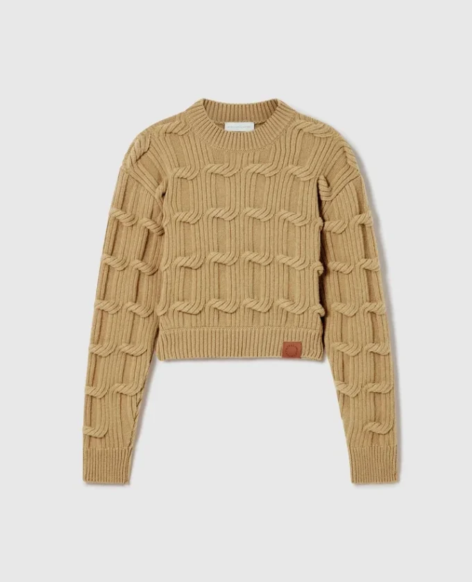 Maglione girocollo lavorato a trecce Falabella Maglione girocollo lavorato a trecce Falabella