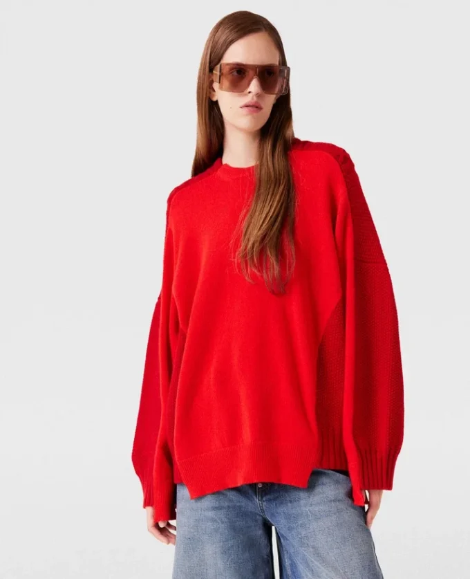 Maglione ibrido con collo a giro Maglione ibrido con collo a giro