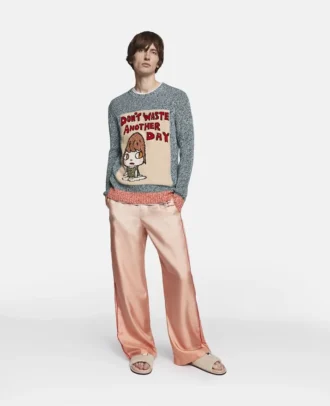 Maglione in cotone con slogan “Don’t Waste Another Day”
