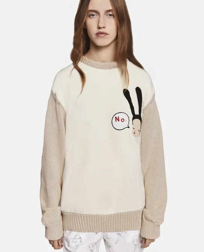 Maglione in cotone ricamato Little Black Bunny Maglione in cotone ricamato Little Black Bunny