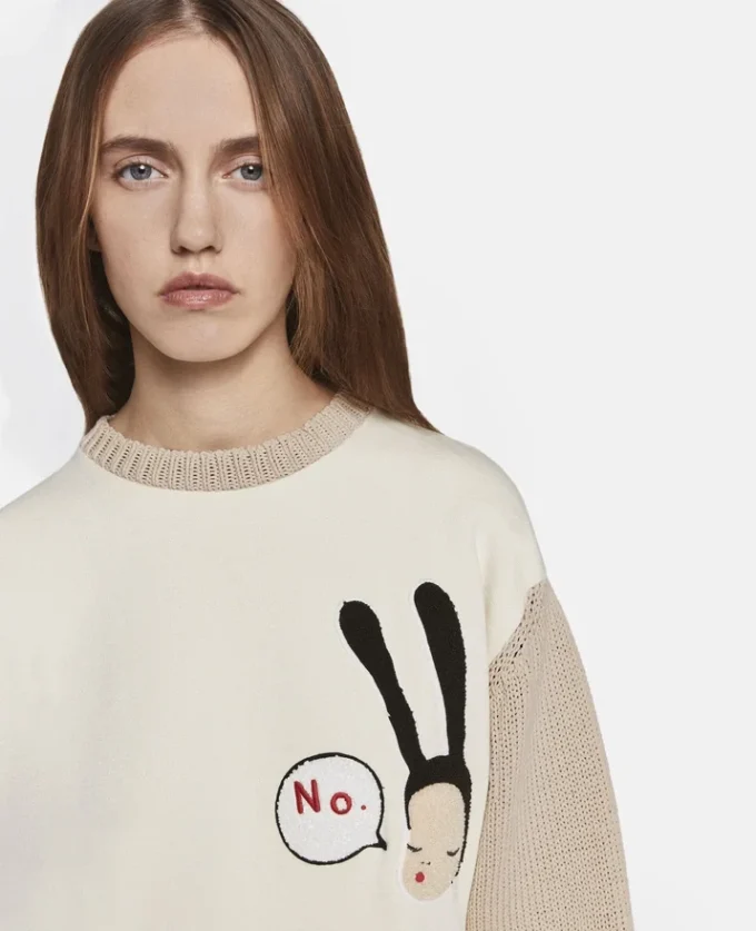 Maglione in cotone ricamato Little Black Bunny Maglione in cotone ricamato Little Black Bunny