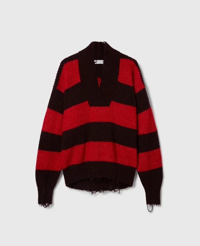 Maglione oversize a righe con scollo a V Maglione oversize a righe con scollo a V