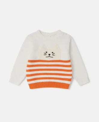 Maglione ricamato con grafica gatto