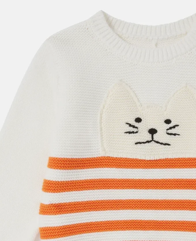 Maglione ricamato con grafica gatto