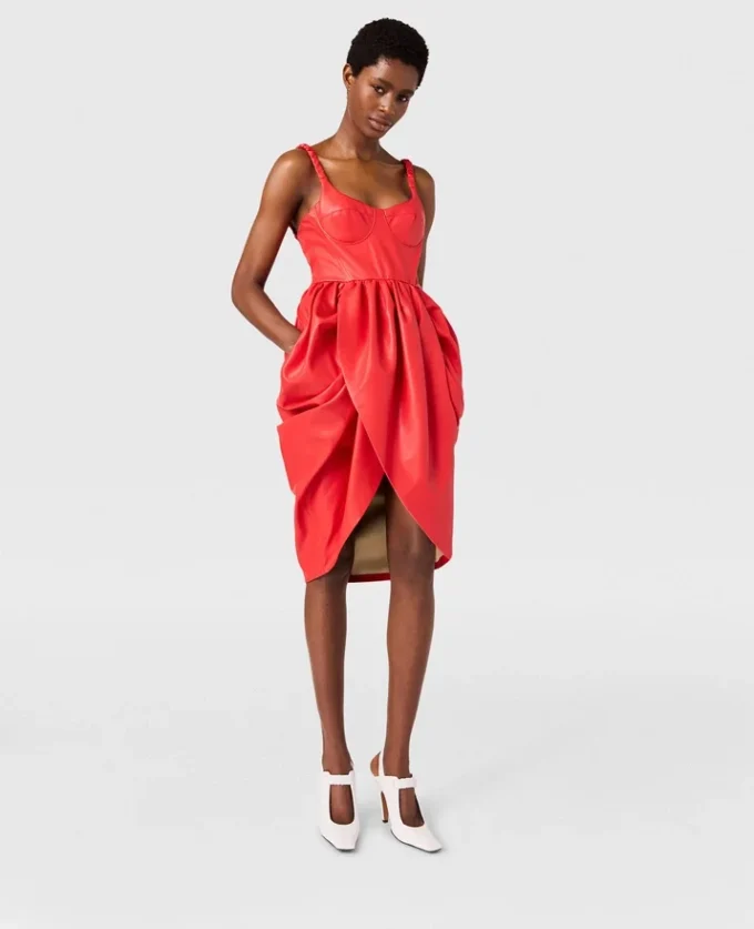 Miniabito bustier con drappeggio e ruches Miniabito bustier con drappeggio e ruches