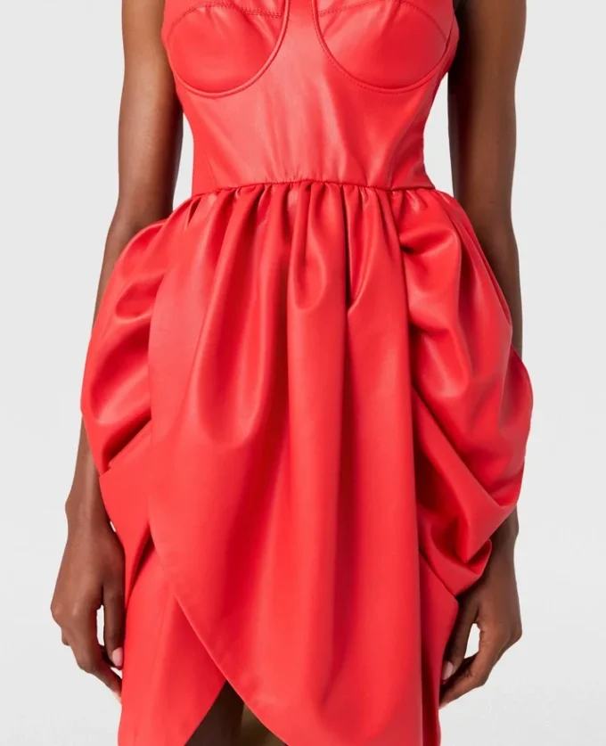 Miniabito bustier con drappeggio e ruches Miniabito bustier con drappeggio e ruches