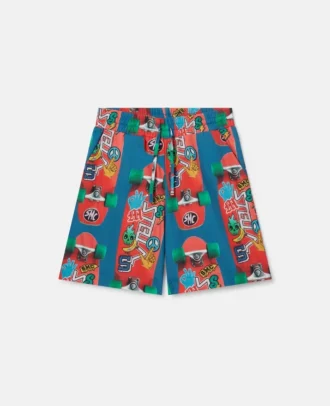 Pantaloncini con stampa skateboard