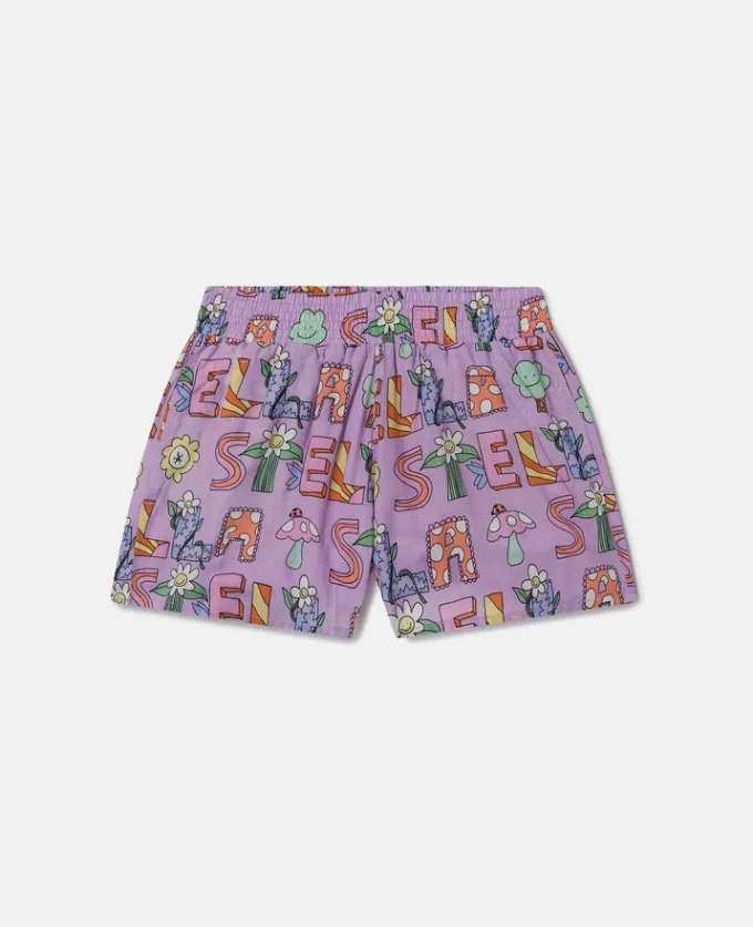 Pantaloncini elasticizzati con scritta Stella Woodland Pantaloncini elasticizzati con scritta Stella Woodland