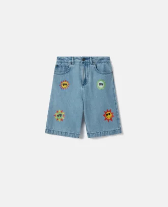 Pantaloncini in denim con stampa Sunshine