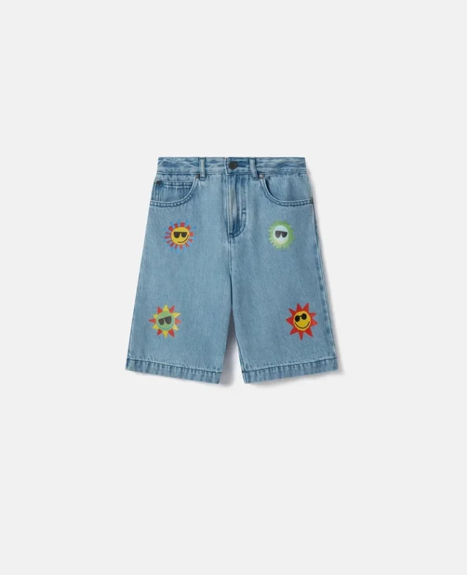 Pantaloncini in denim con stampa Sunshine Pantaloncini in denim con stampa Sunshine