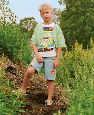 Pantaloncini in denim con stampa Sunshine