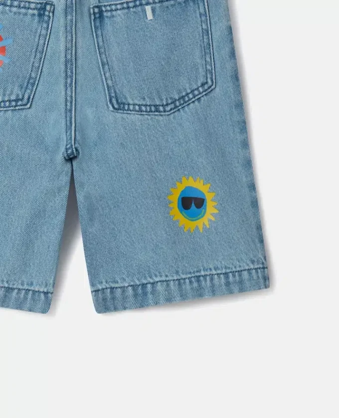 Pantaloncini in denim con stampa Sunshine Pantaloncini in denim con stampa Sunshine