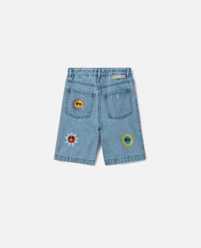 Pantaloncini in denim con stampa Sunshine Pantaloncini in denim con stampa Sunshine