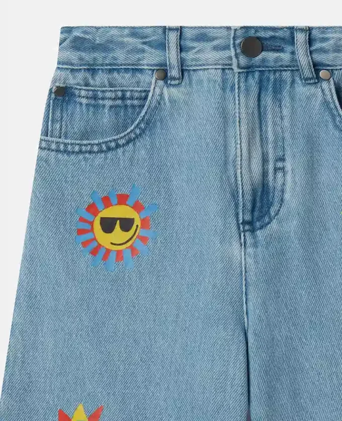 Pantaloncini in denim con stampa Sunshine Pantaloncini in denim con stampa Sunshine