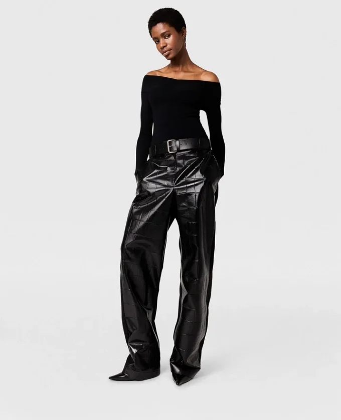 Pantaloni a gamba dritta con stampa coccodrillo Pantaloni a gamba dritta con stampa coccodrillo