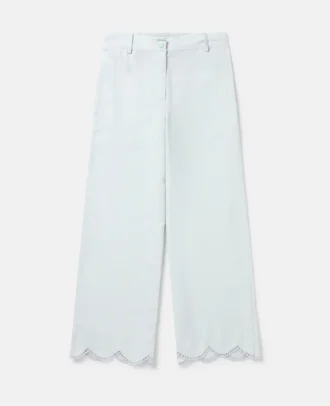 Pantaloni a gamba larga con bordo smerlato