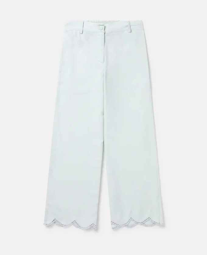 Pantaloni a gamba larga con bordo smerlato Pantaloni a gamba larga con bordo smerlato
