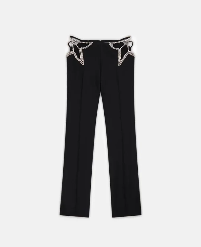 Pantaloni a vita ultra bassa con stelle di strass Pantaloni a vita ultra bassa con stelle di strass