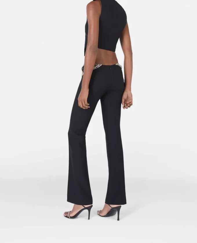 Pantaloni a vita ultra bassa con stelle di strass Pantaloni a vita ultra bassa con stelle di strass