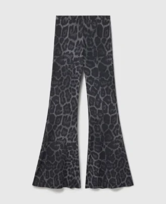 Pantaloni a zampa di media altezza con stampa leopardata