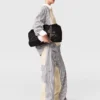 Pantaloni cargo oversize a righe miste