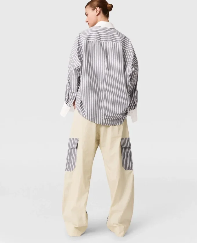 Camicia oversize a righe miste Camicia oversize a righe miste