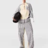 Pantaloni cargo oversize a righe miste