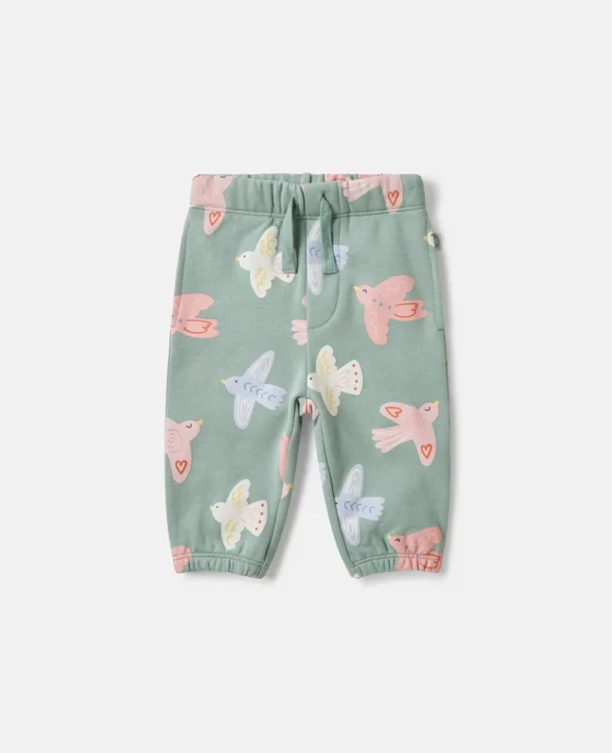 Pantaloni della tuta con coulisse e stampa colomba Pantaloni della tuta con coulisse e stampa colomba