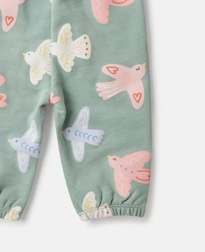 Pantaloni della tuta con coulisse e stampa colomba Pantaloni della tuta con coulisse e stampa colomba