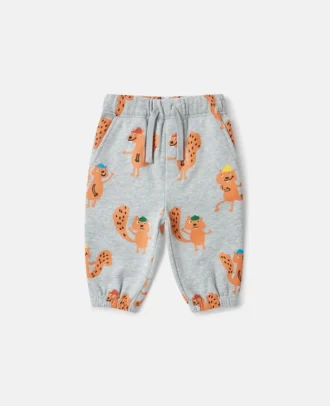 Pantaloni della tuta con coulisse e stampa grafica scoiattolo