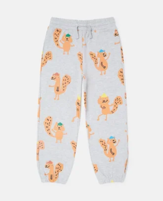 Pantaloni della tuta con coulisse e stampa grafica scoiattolo
