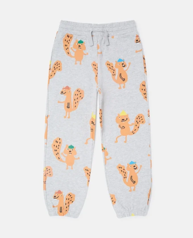 Pantaloni della tuta con coulisse e stampa grafica scoiattolo Pantaloni della tuta con coulisse e stampa grafica scoiattolo