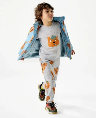 Pantaloni della tuta con coulisse e stampa grafica scoiattolo
