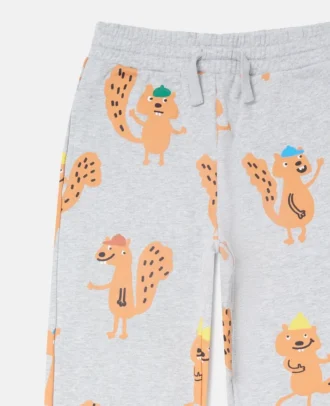 Pantaloni della tuta con coulisse e stampa grafica scoiattolo